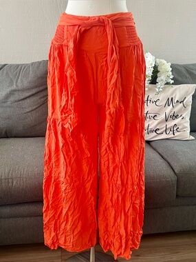 Boho Orange Wide Leg Pants